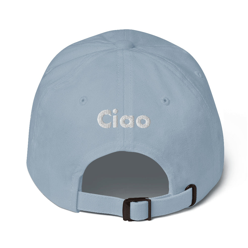 Hi Ciao hat in light blue back
