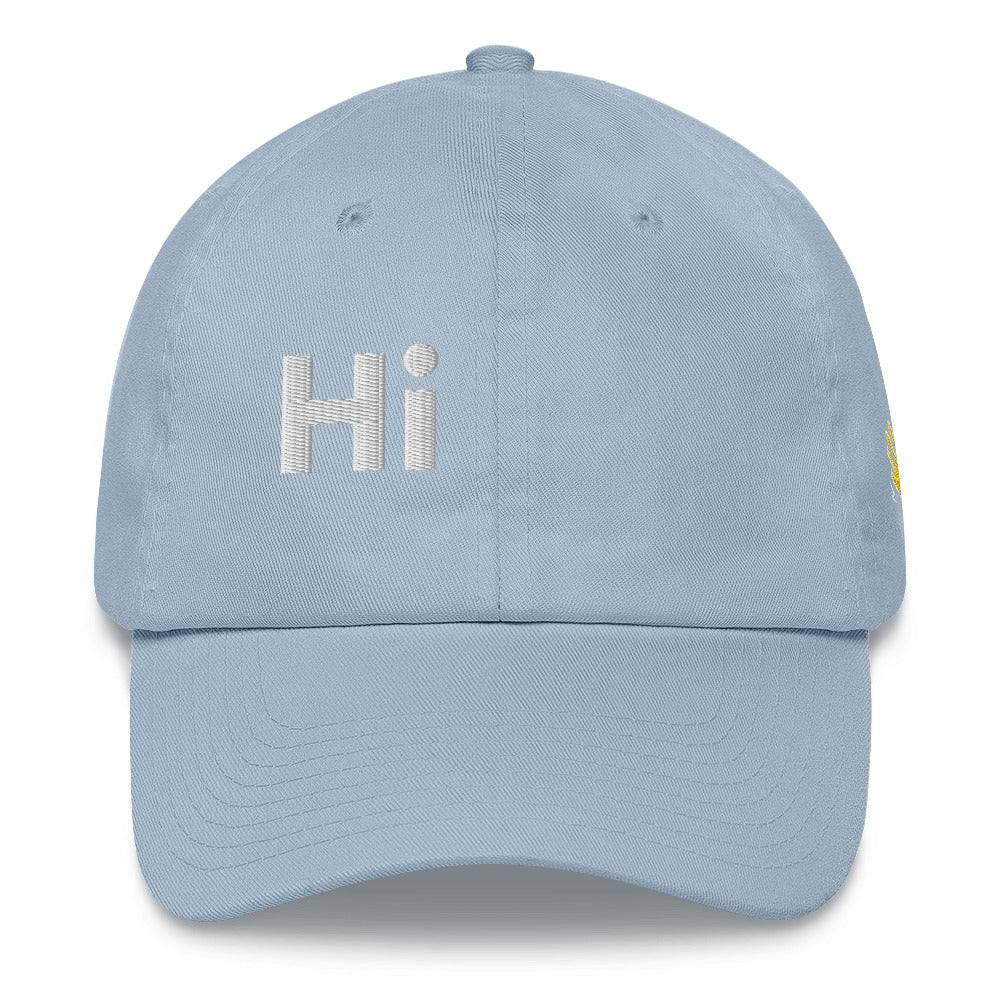 Hi Ciao hat in light blue front