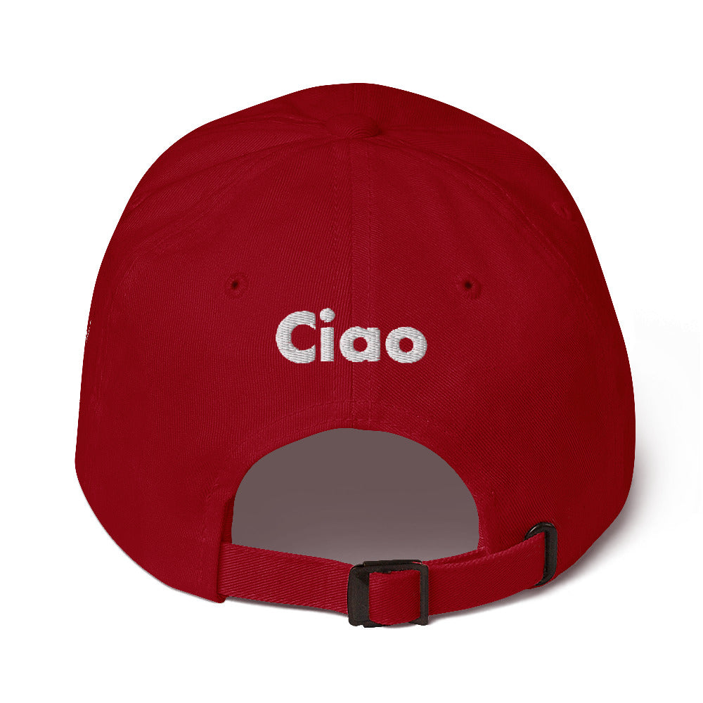 Hi Ciao hat in red back