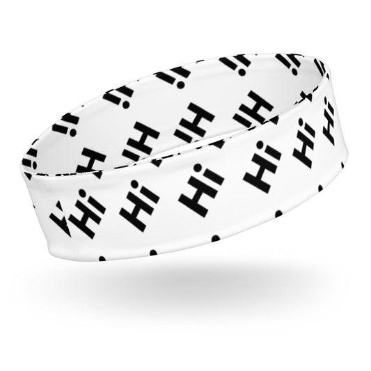 Hi Headband with repeating Hi pattern