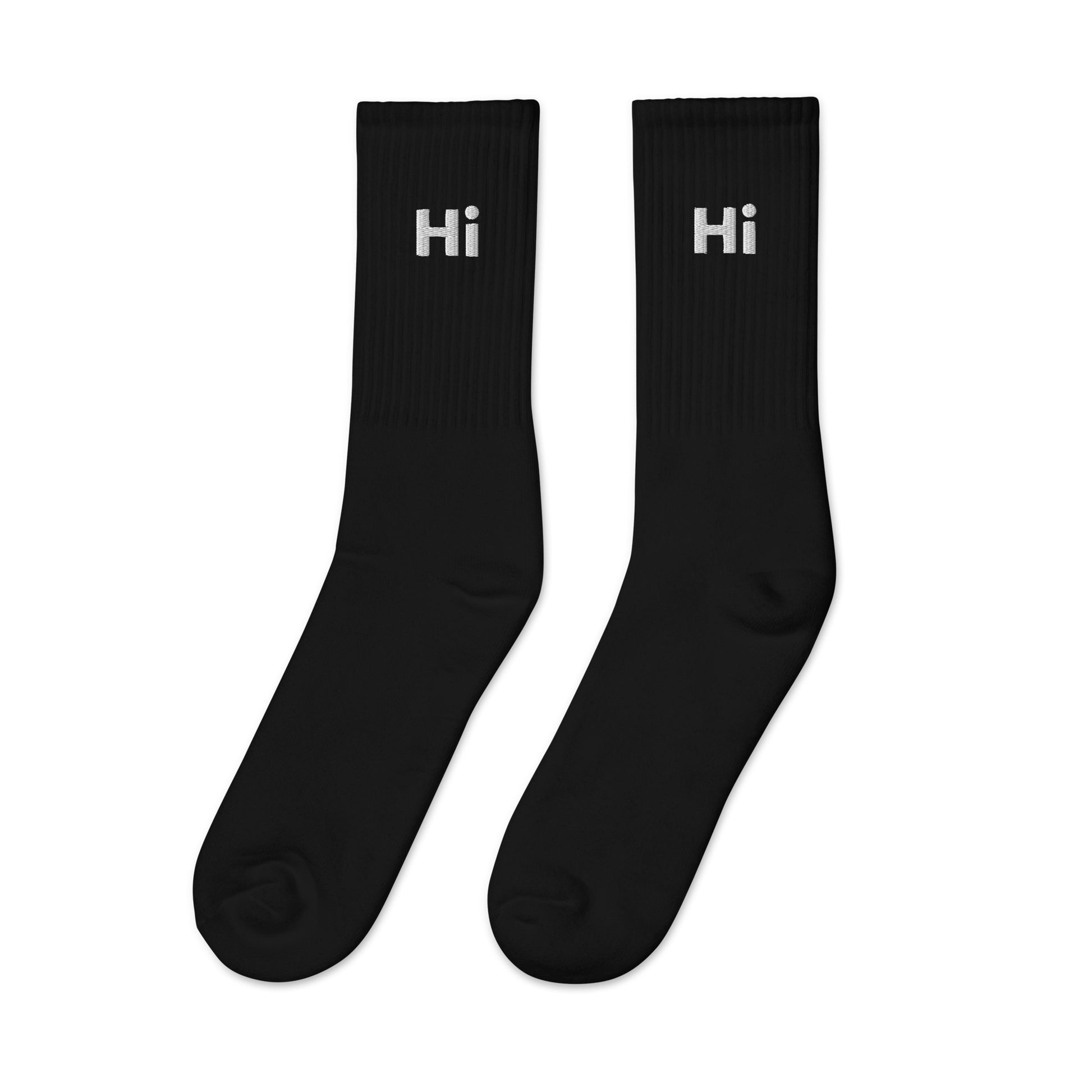 Hi High Socks, black with white Hi embroidery 