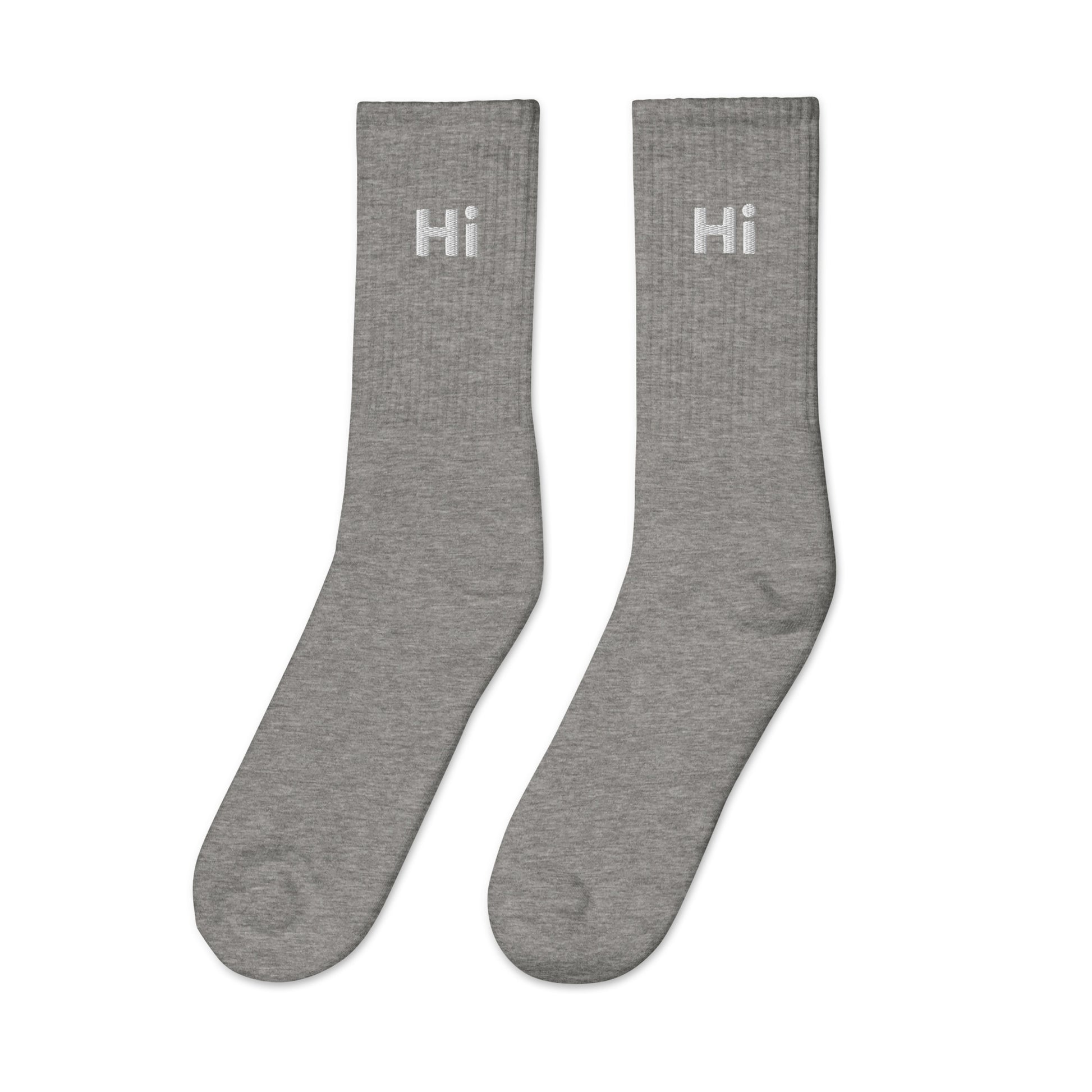 Hi High Socks, grey with white Hi embroidery 