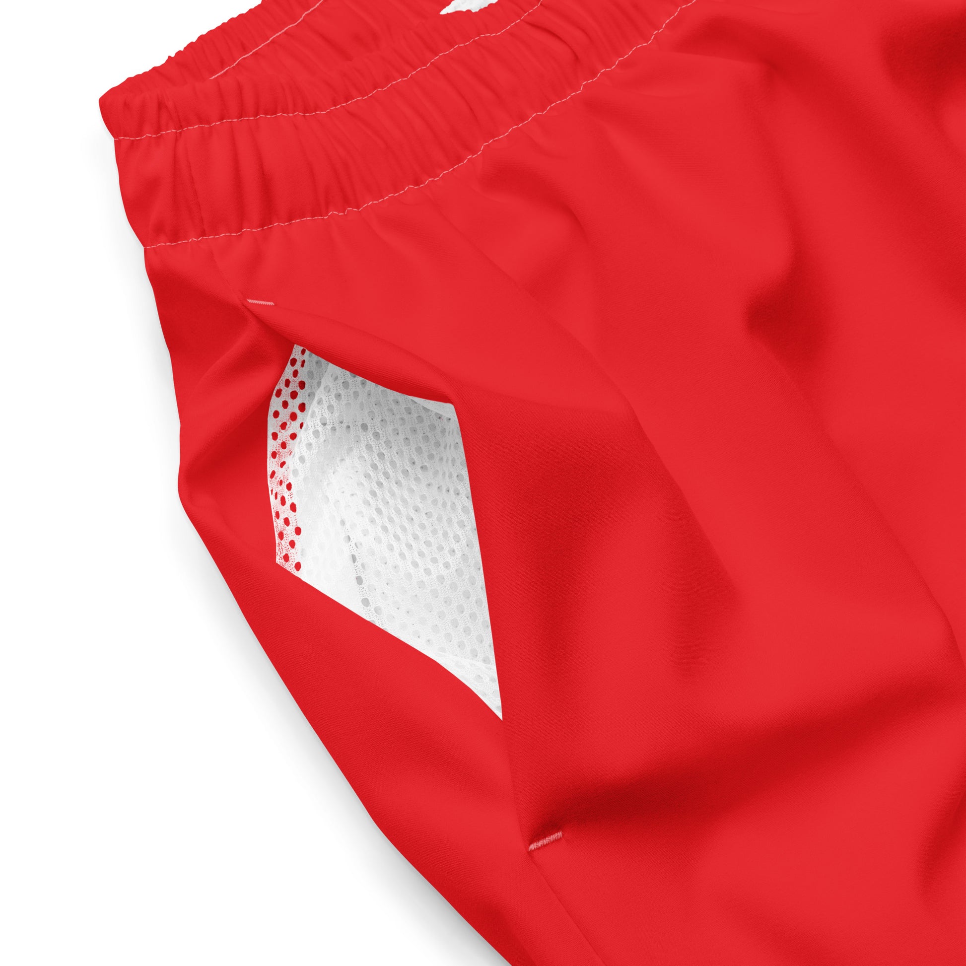 Hi Swimsuit Board short Trunks in Red front detail pocket