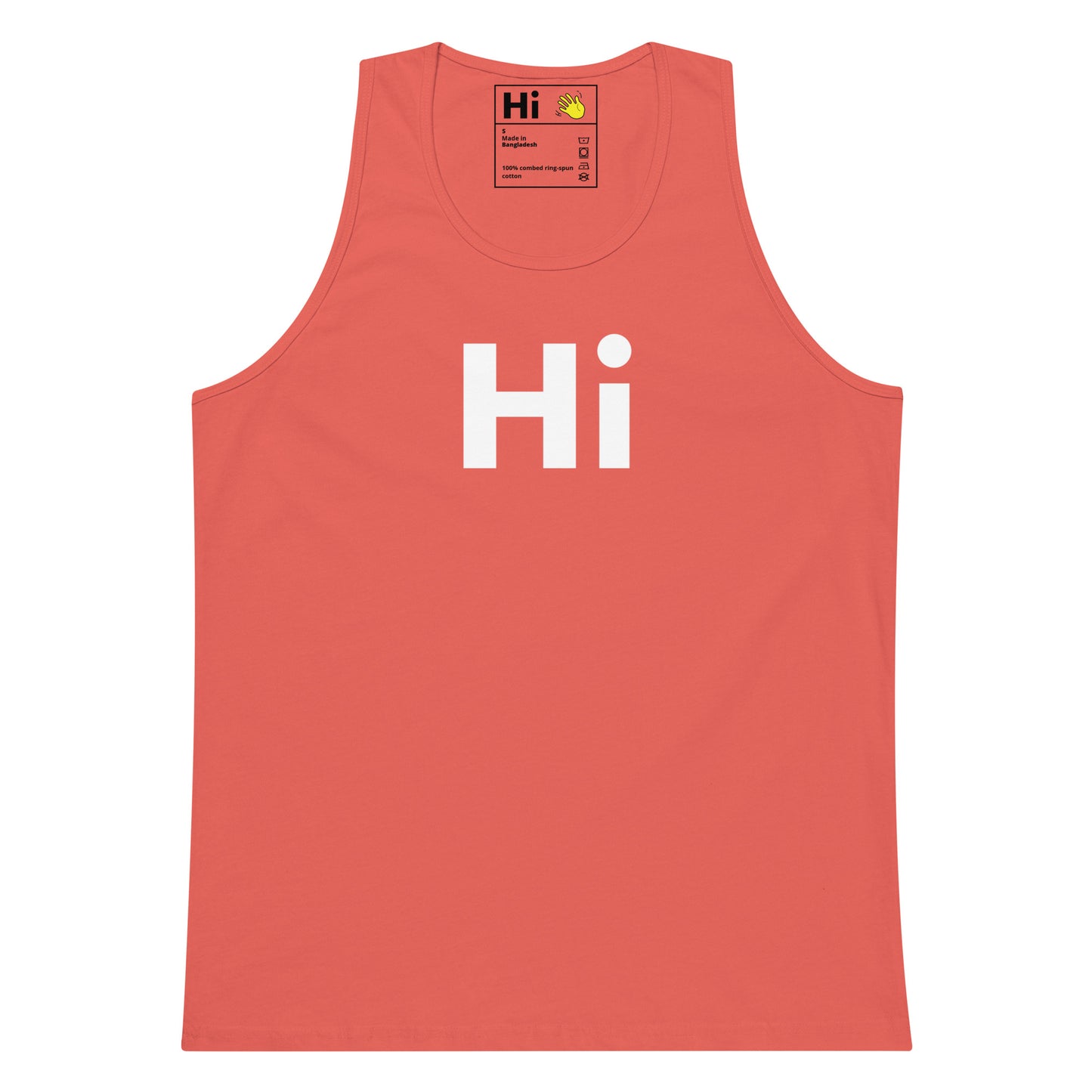 Hi Tank Top by Happy interactions in Coral front