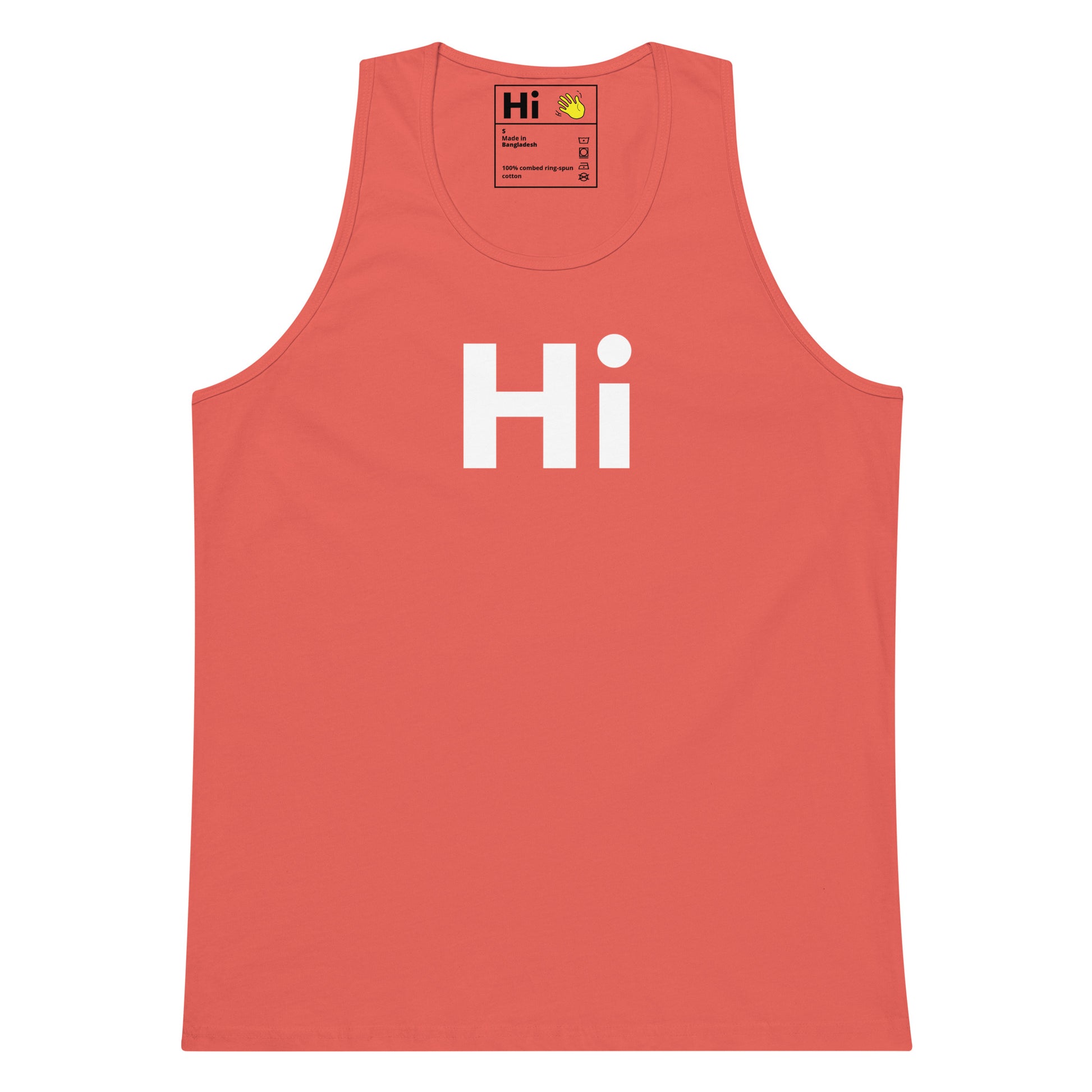 Hi Tank Top by Happy interactions in Coral front