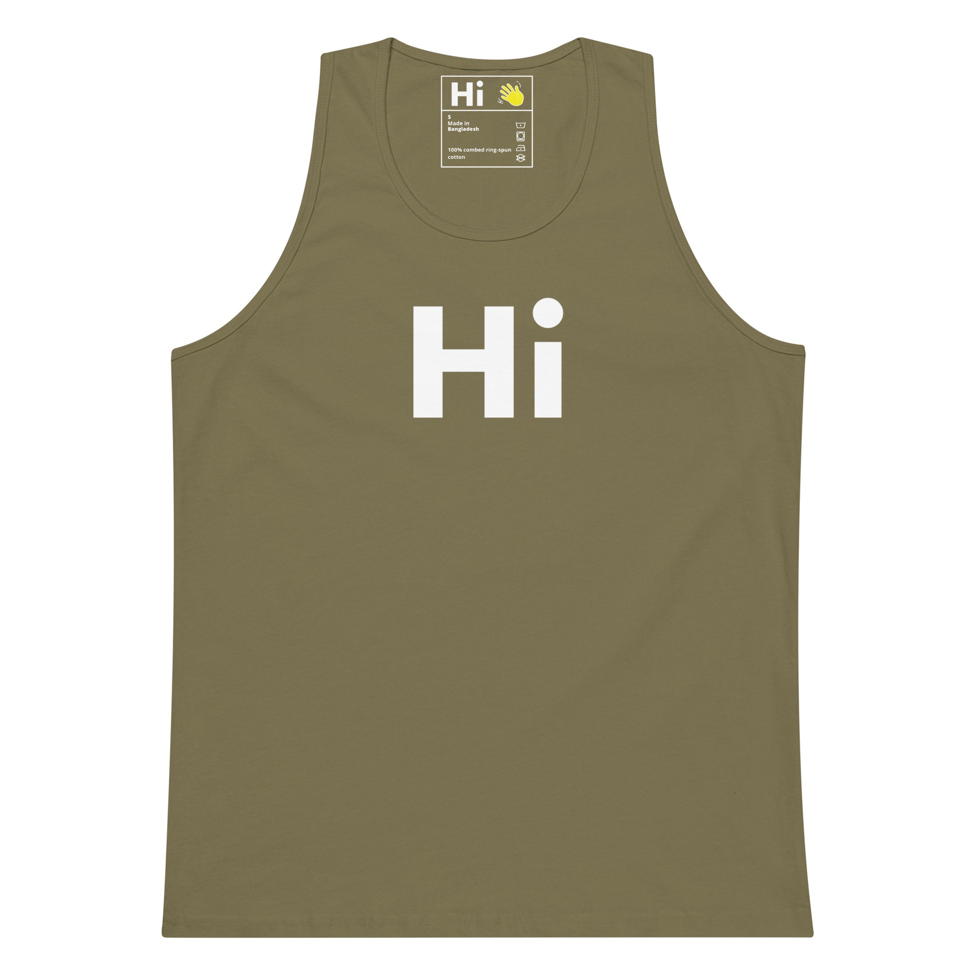 Hi Tank Top by Happy interactions in green front