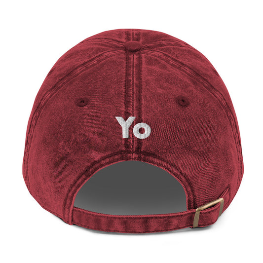 Hi and Yo Vintage Cap in maroon back