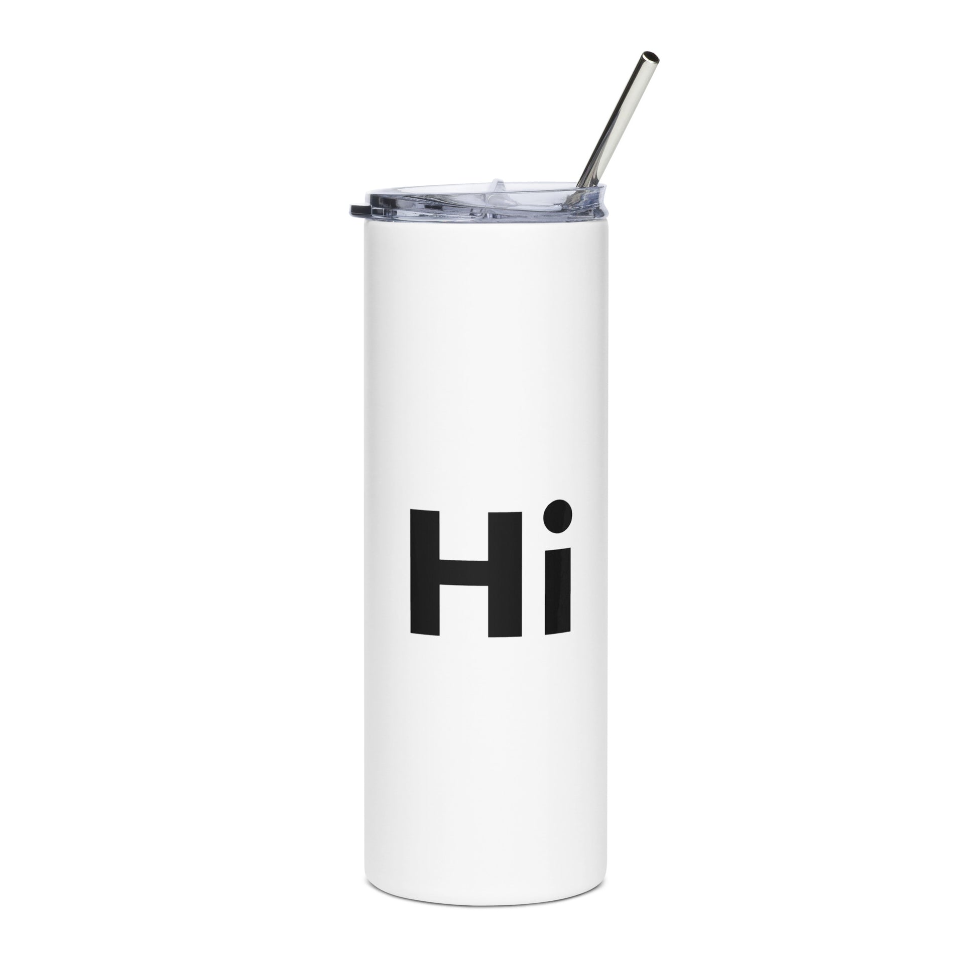 Hi tall tumbler reusable drinking vessel with steel straw