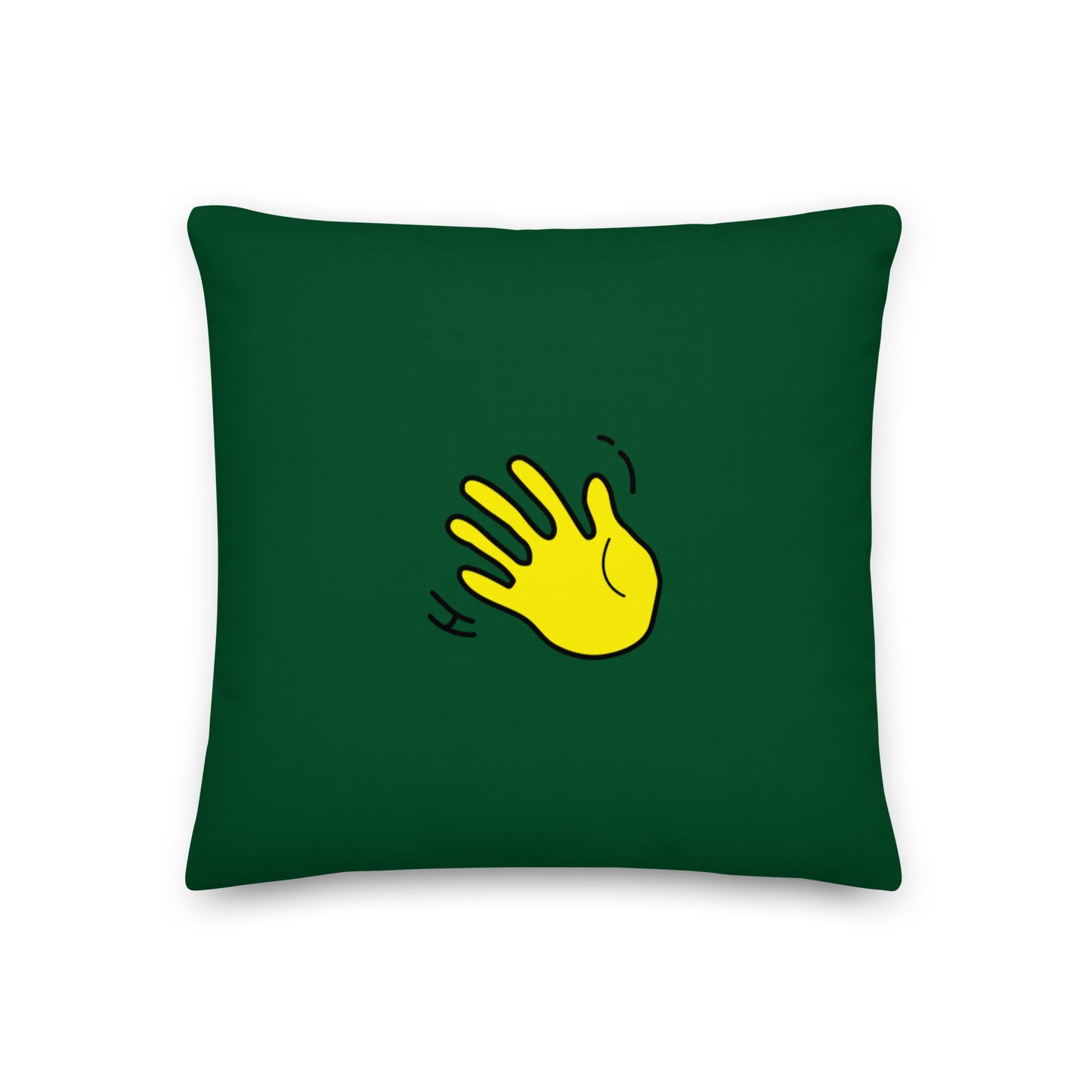 Hi Pillow in green with Hi emoji by HiJohnny.com
