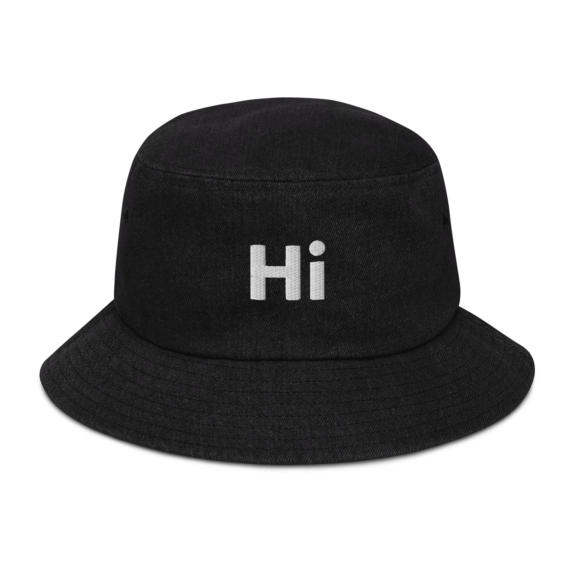 Hi Happy interactions Denim Bucket Hat in Black Denim