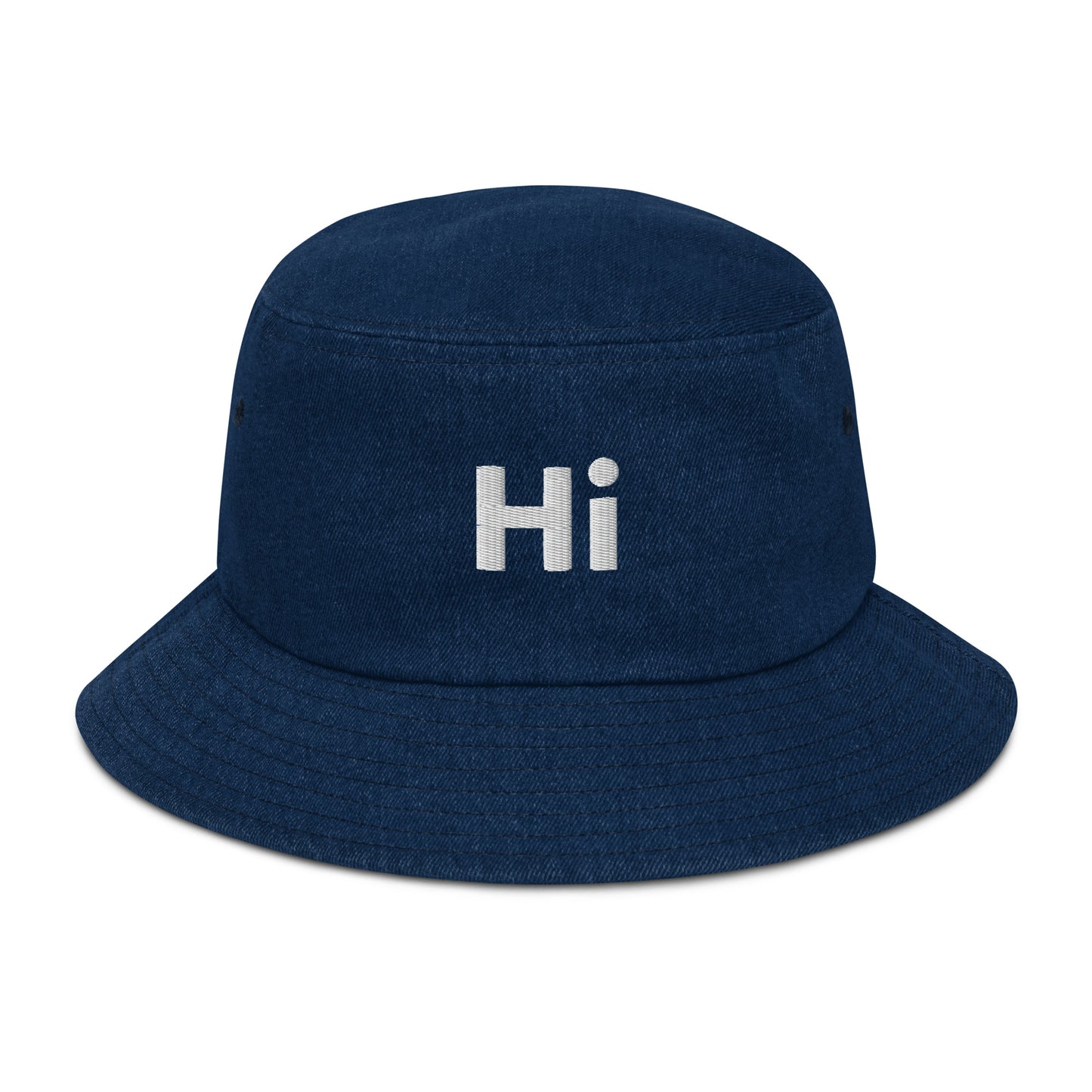 Hi Happy interactions Denim Bucket Hat in Dark Blue Denim