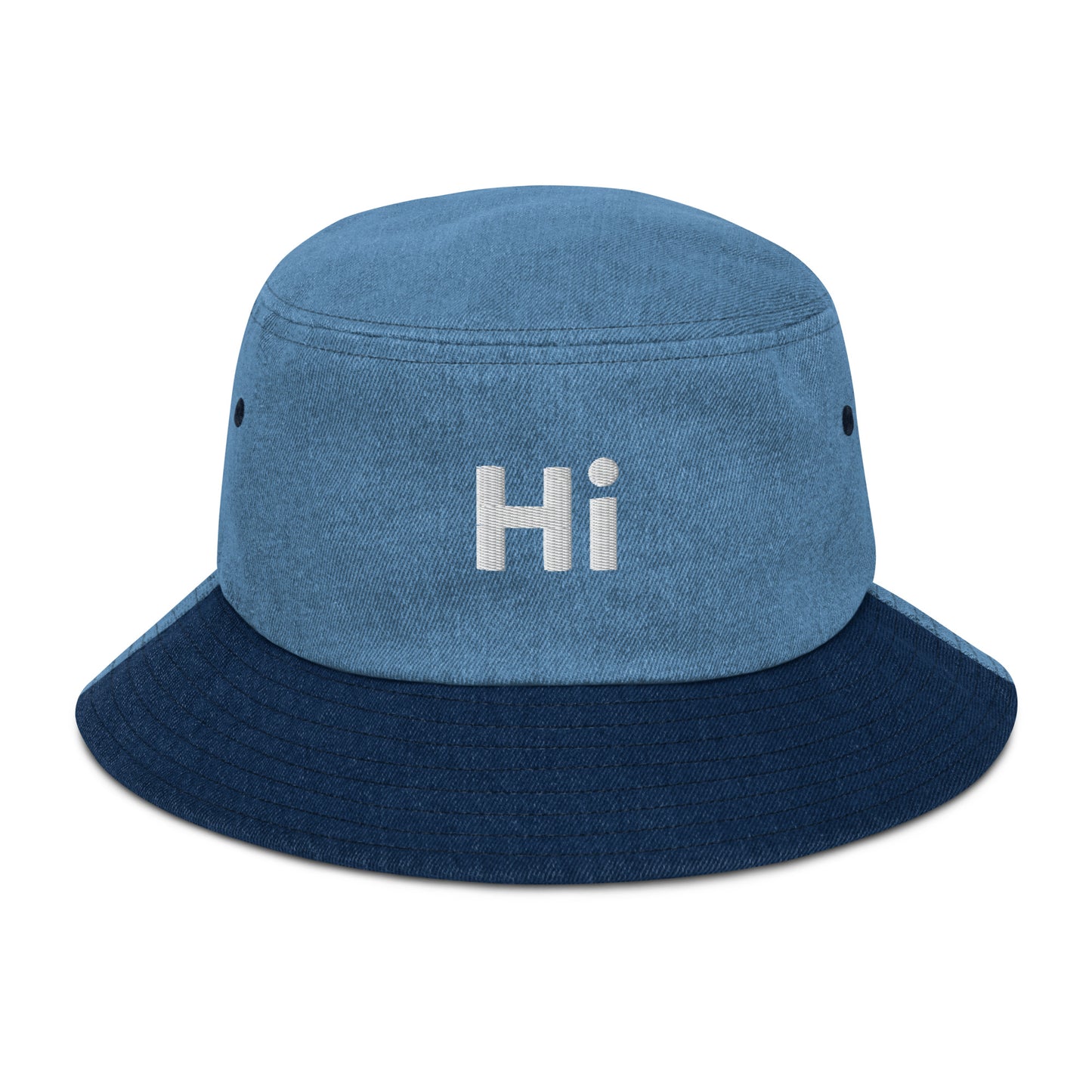 Hi Happy interactions Denim Bucket Hat in Two-tone Blue Denim