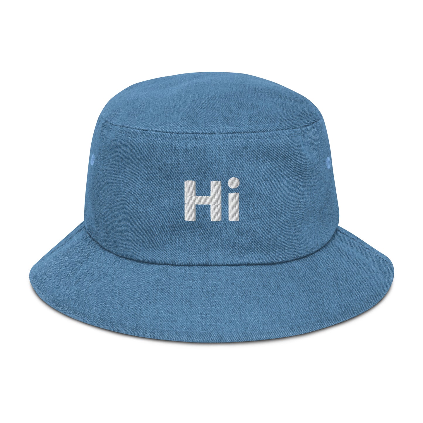 Hi Happy interactions Denim Bucket Hat in Light Blue Denim