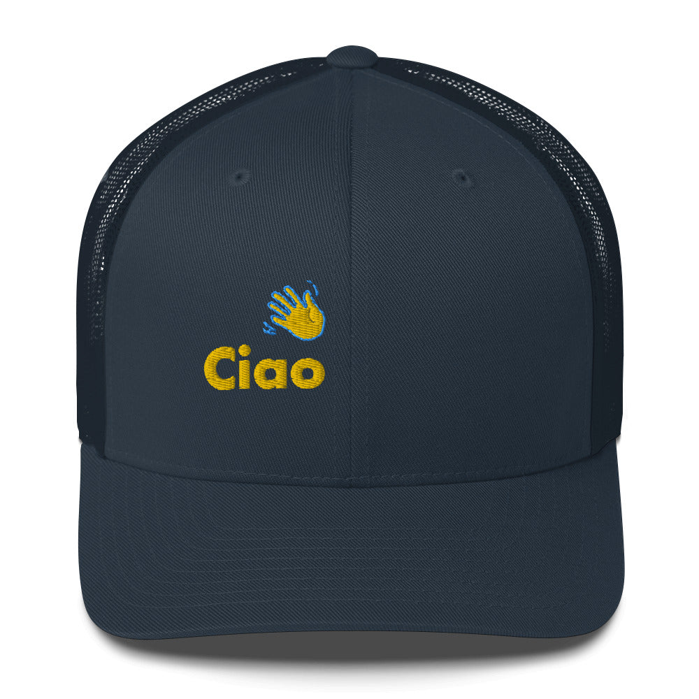 Happy Interactions Hi 👋 Ciao Trucker Hat