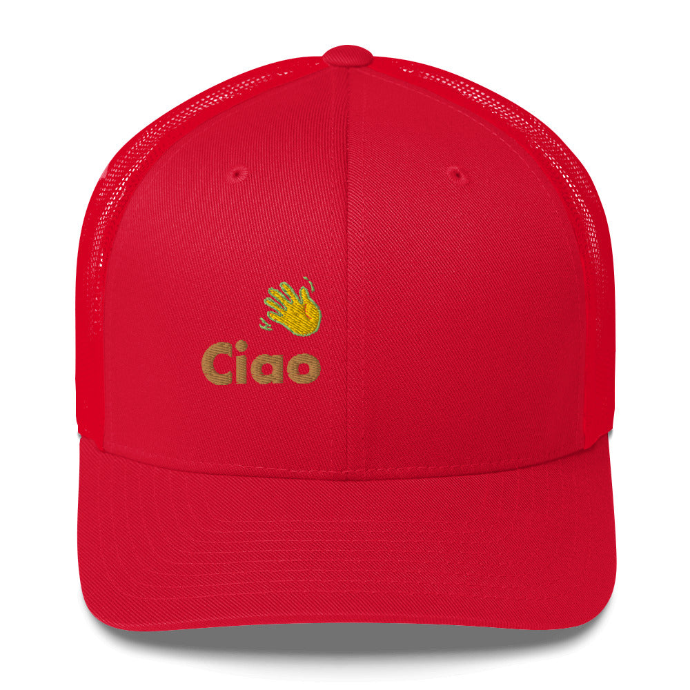 Happy Interactions Hi 👋 Ciao Trucker Hat