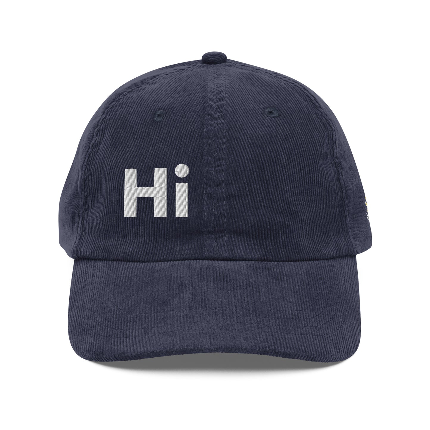Hi Shalom Hebrew Corduroy Hat by Happy interactions in Navy