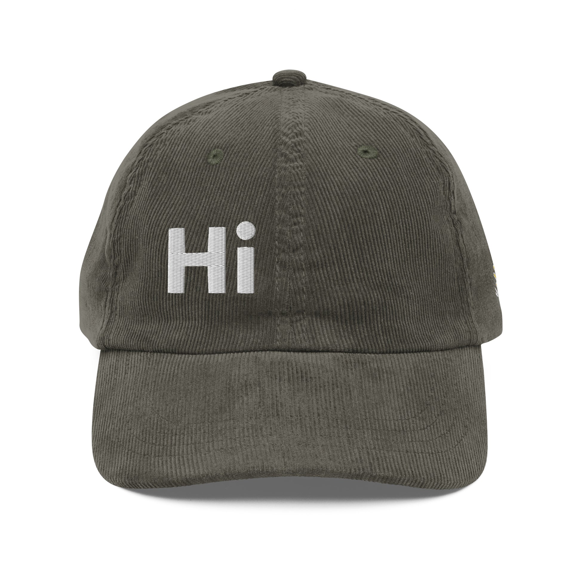 Hi Shalom Hebrew Corduroy Hat by Happy interactions in Green